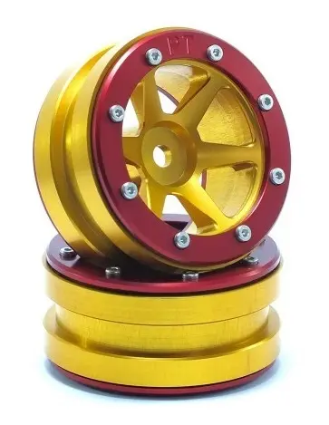 RC Crawler wheels Beadlock Wheels PT- Slingshot Gold/Red 1.9 (2 pcs) – RC Wheels & Tyres
