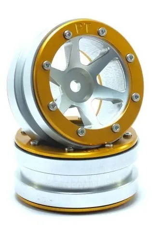 RC Crawler wheels Beadlock Wheels PT- Slingshot Silver/Gold 1.9 (2 pcs) – RC Wheels & Tyres