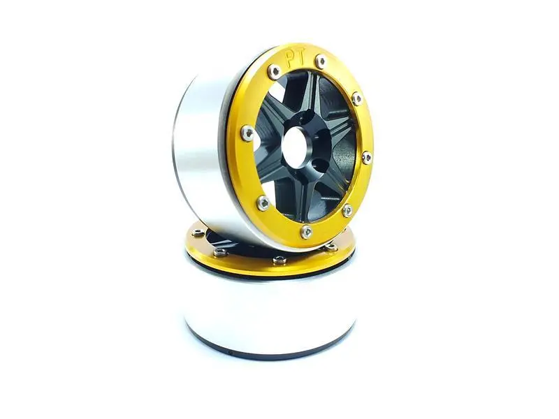 RC Crawler wheels Beadlock Wheels SIXSTAR Black/Gold 1.9 (2) w/o Hub – RC Wheels & Tyres