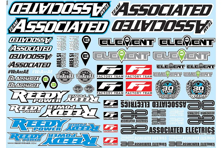 Team Associated 'Ae' Branding Decal Sheet – view 2