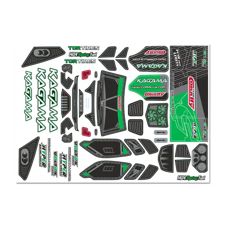 Team Corally Body Decal Sheet Kagama Green - 1pc