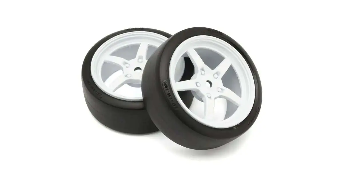 Pre-Glued Tyres Fz02 5-Spoke White1:10 Fazer 2.0 (2) Rally