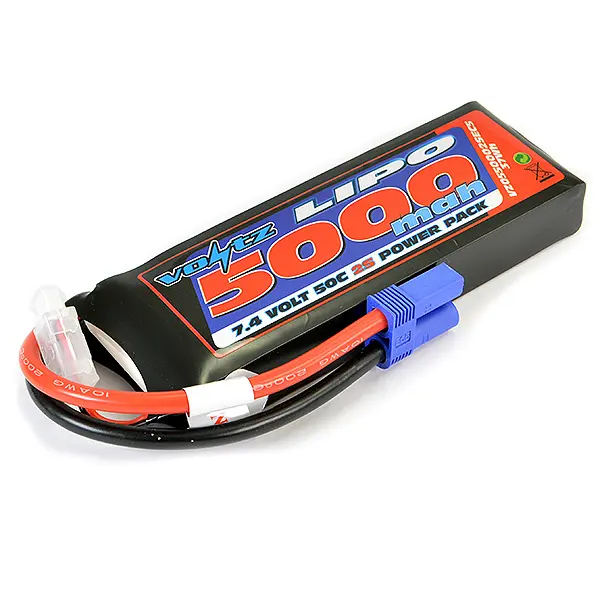 Voltz 5000mah 7.4V 50c Lipo Battery Ec5