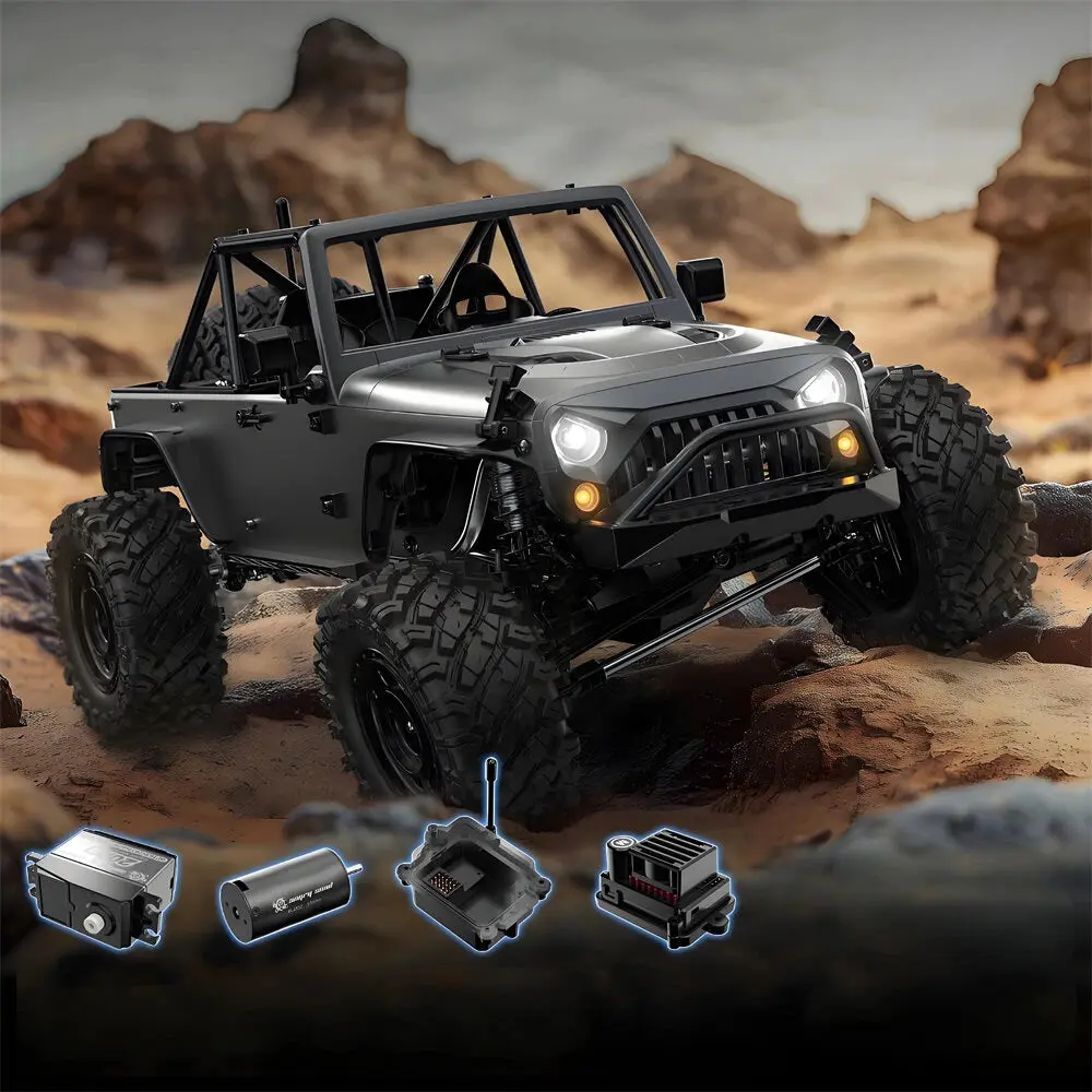 MJX H12y+ Pro Brushless 1:12th Scale Crawler Truck (2s Lipo Version) - Yellow – view 3