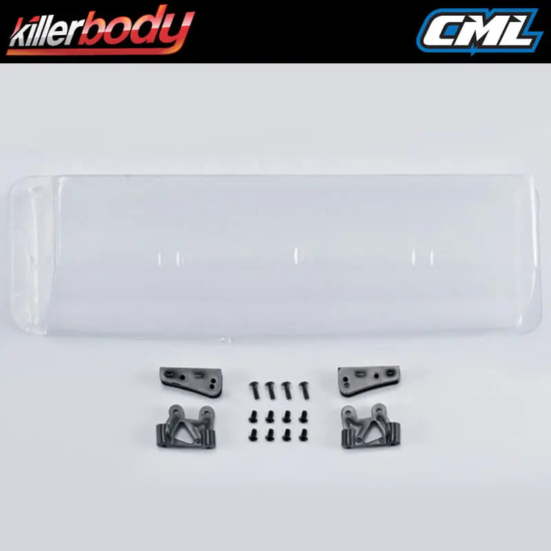 Killerbody Clear Lexan Rear Wing &amp; Mounts for 1/7