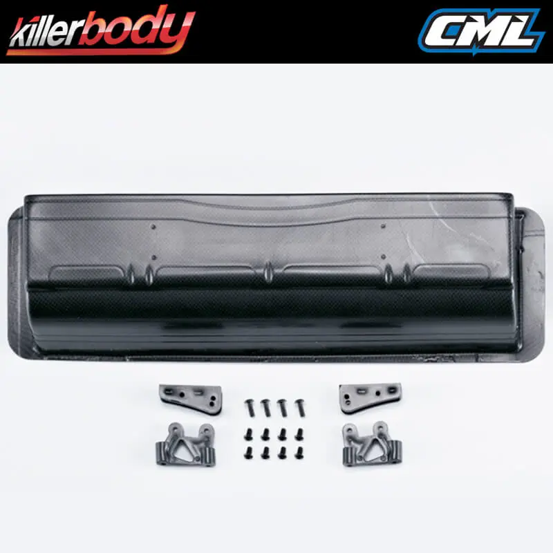 Killerbody Carbon Fibre Lexan Rear Wing &amp; Mounts for 1/7
