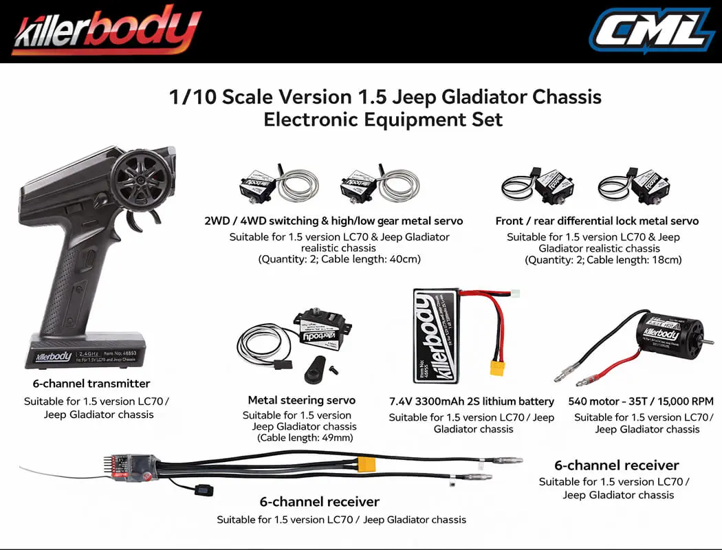 Killerbody 1.5V Mercury Kit Fits Kb48765 Jeep Rubicon Body – RC Car Kit – view 5
