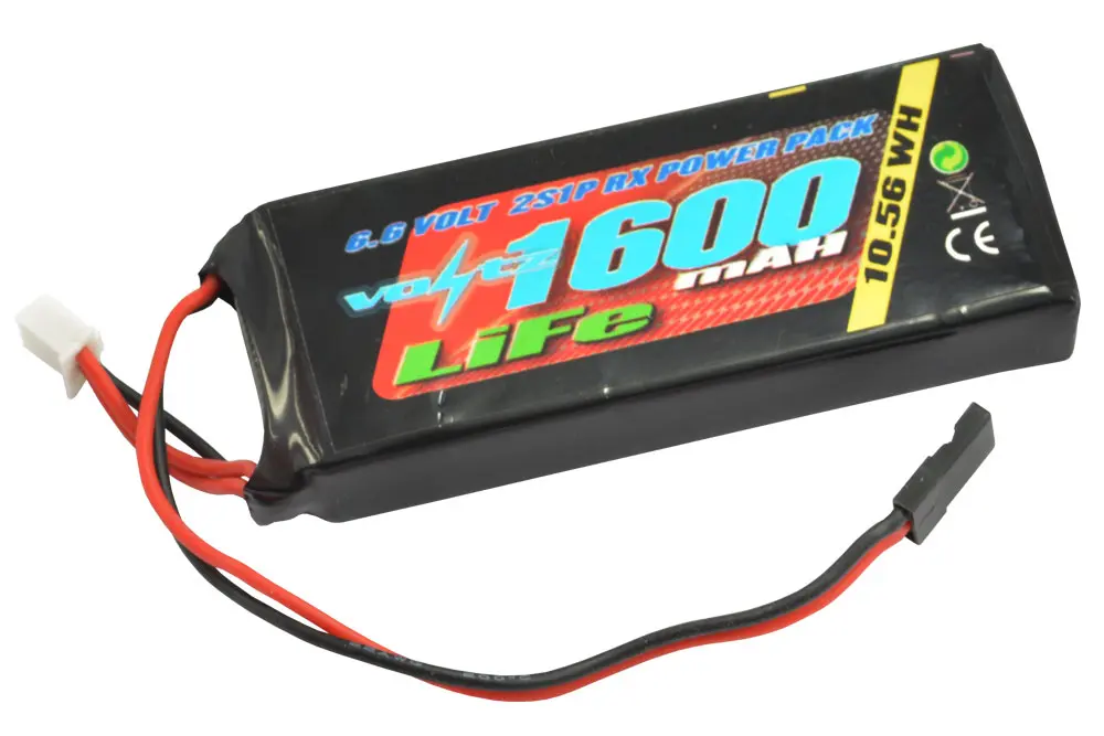 Voltz 1600mah 2s 6.6V Rx Life Straight Battery Pack – view 2
