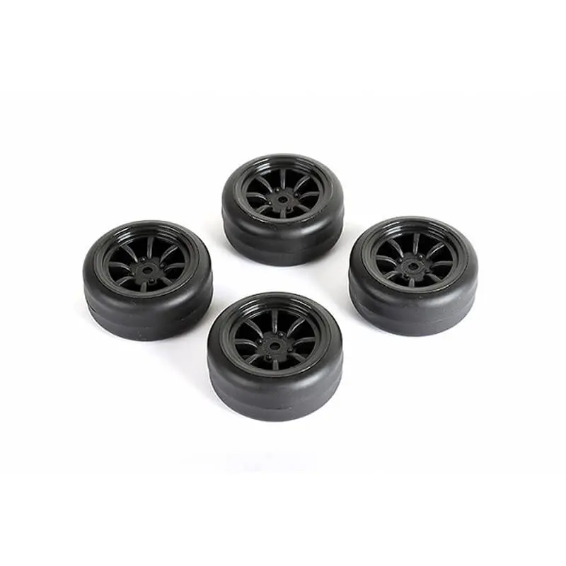 Louise Rc Drift Tyres and Wheels 8 Spoke Black +1mm (4pcs)