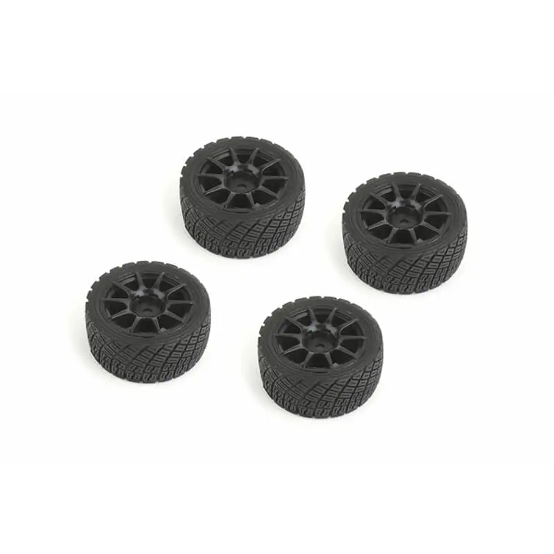 Louise Rc Rally Tyres and Wheels 10 Spoke Black +1mm (4pcs)