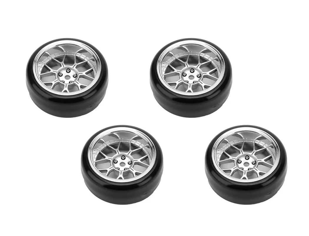Louise Rc 1/10 Drift 2,4,6,8mm Offset 14-Spoke Wheels Matte Silver With Tyres – view 3