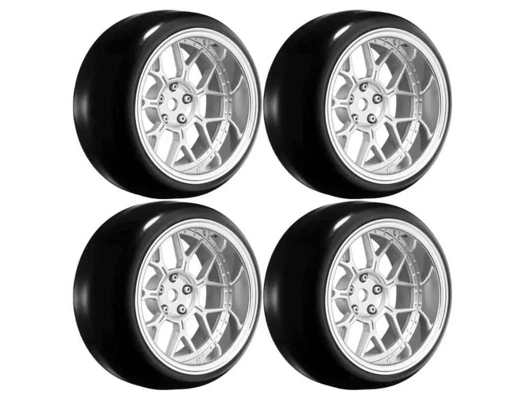 Louise Rc 1/10 Drift 2,4,6,8mm Offset 14-Spoke Wheels Matte Silver With Tyres – view 4