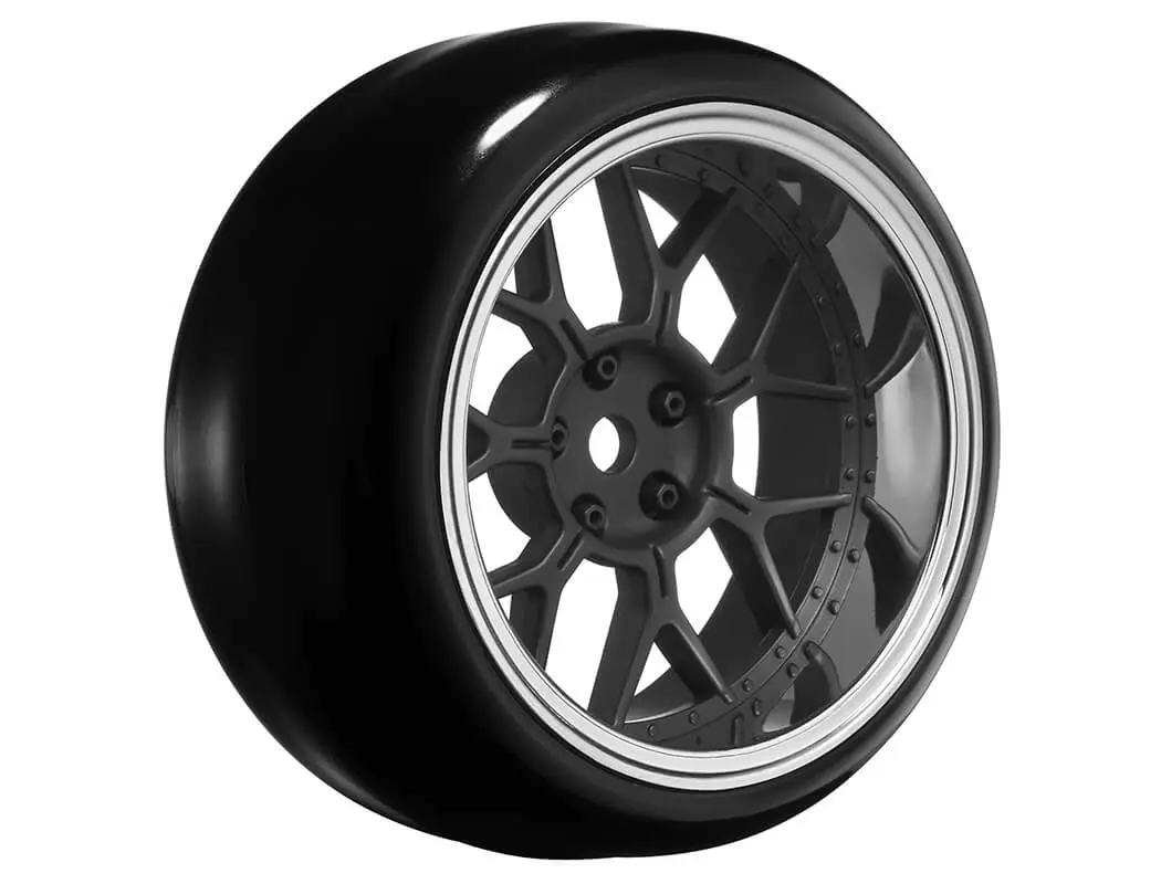 Louise Rc 1/10 Drift 2,4,6,8mm Offset 14-Spoke Wheels Matte Black With Tyres – view 2
