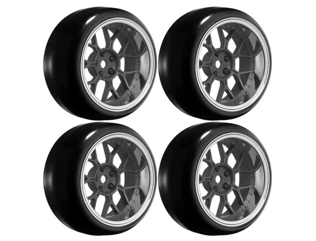 Louise Rc 1/10 Drift 2,4,6,8mm Offset 14-Spoke Wheels Matte Black With Tyres – view 4