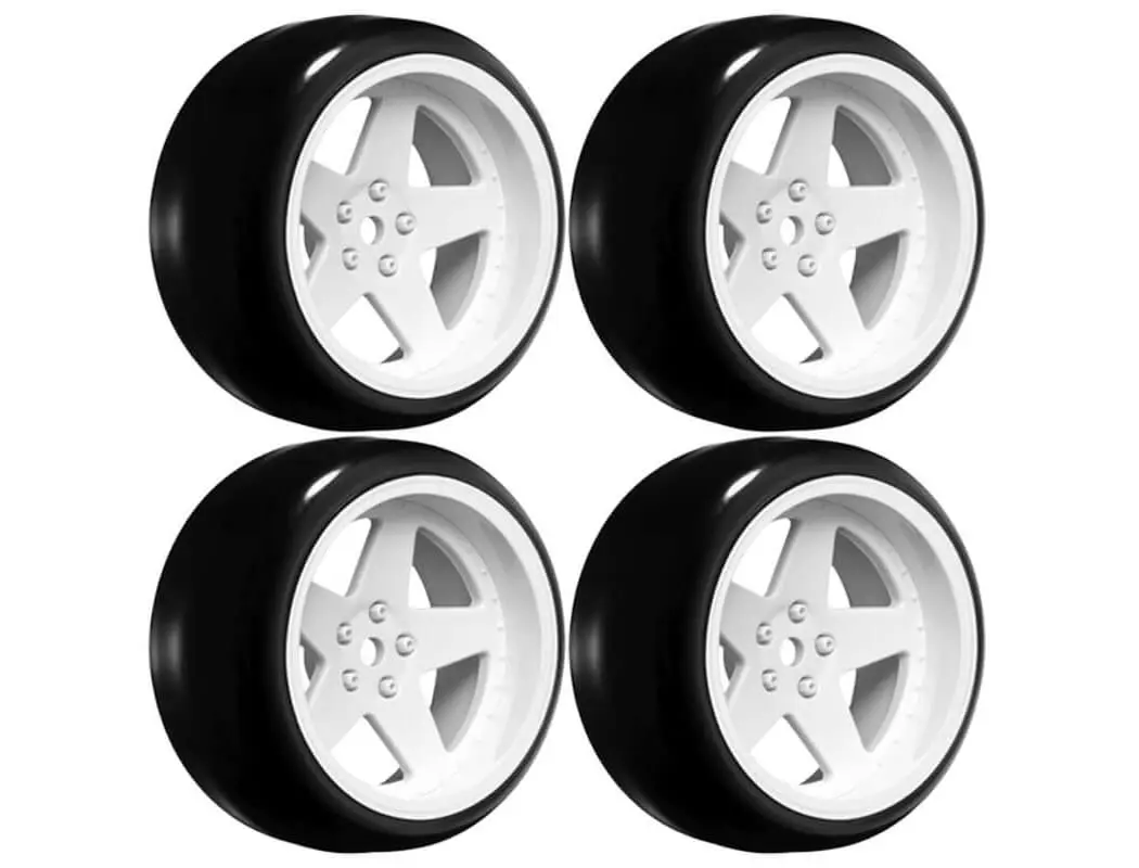Louise Rc 1/10 Drift 2,4,6,8mm Offset 5-Spoke Wheels Gloss White With Tyres – view 3
