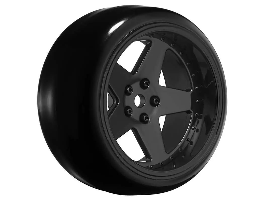 Louise Rc 1/10 Drift 2,4,6,8mm Offset 5-Spoke Wheels Gloss Black With Tyres – view 2