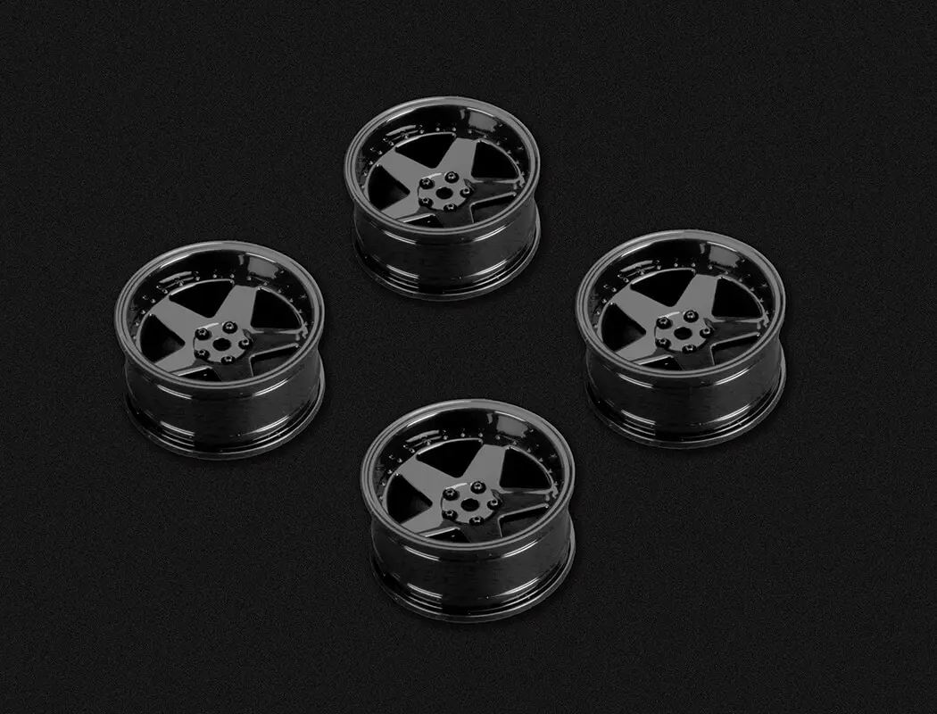 Louise Rc 1/10 Drift 2,4,6,8mm Offset 5-Spoke Wheels Gloss Black – view 3