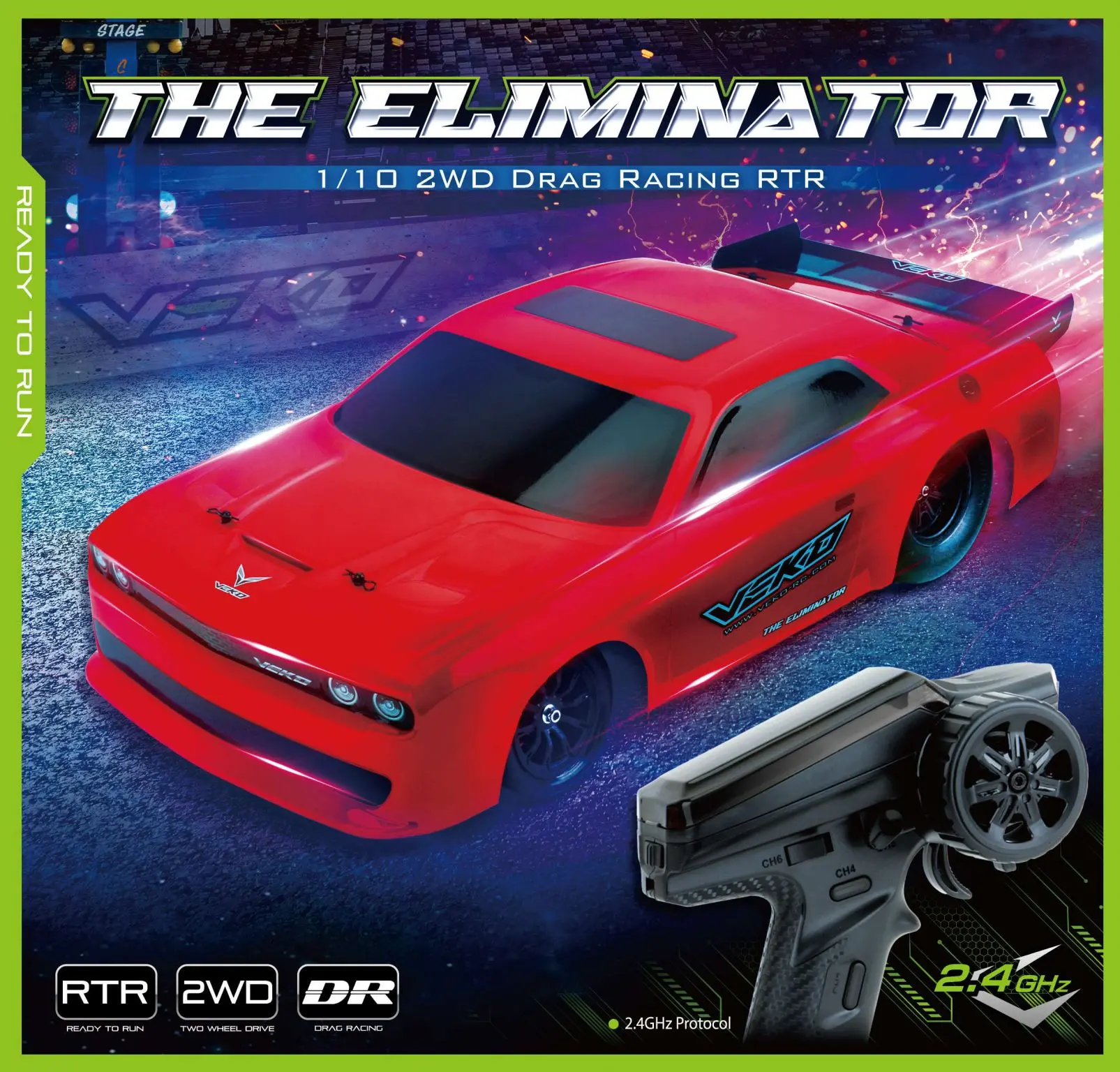 Veko Eliminator Charger 1:10 Drag Racing Carbon RTR