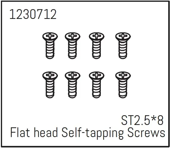Flat Head Self-Tapping Screws st2.5*8 (8) - Khamba