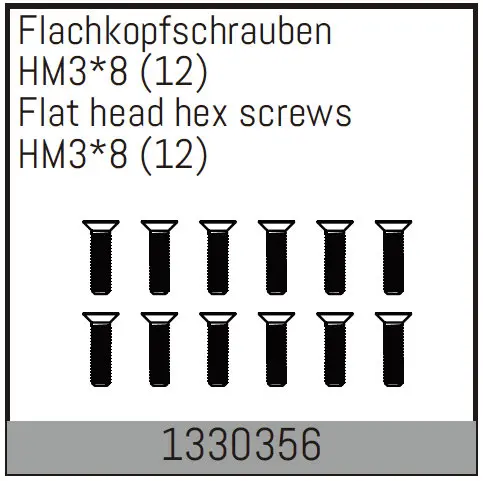 Hm3*8mm Flat Hex Screw 12pcs
