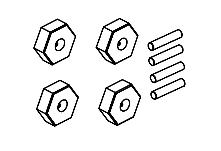 Wheel Hex Nuts &amp; Pins (4)