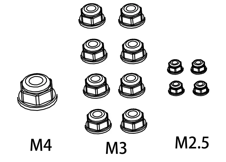 Nut Set m4*1/m3*8/m2.5*4