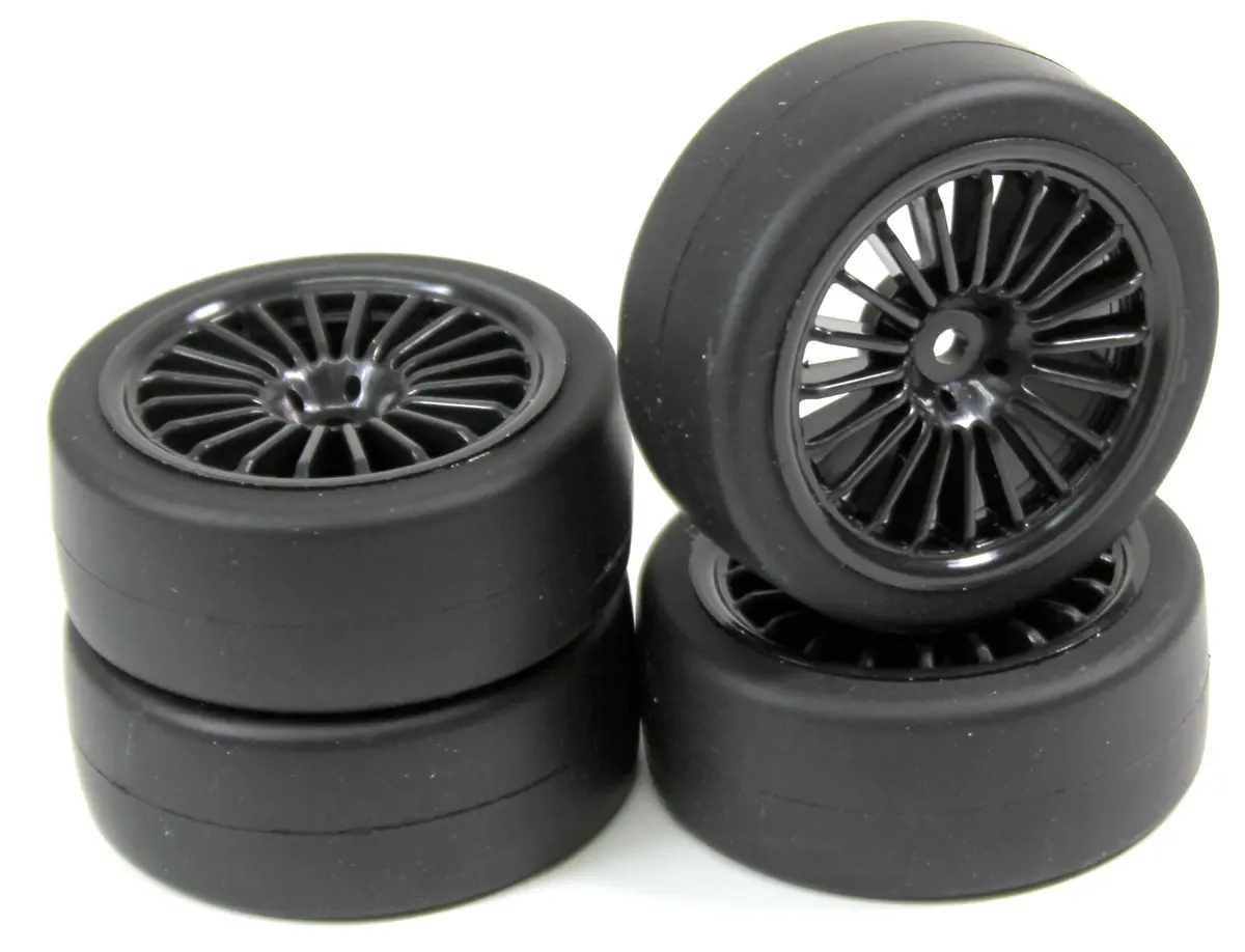Wheel Set Onroad 20 Spoke / Slick Black 1:10 (4 Pcs)