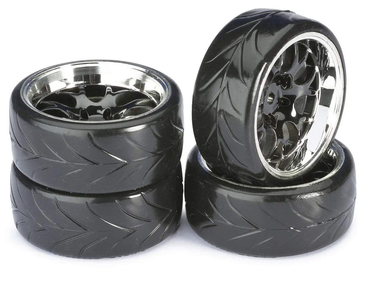 Wheel Set Drift Lp Comb / Profile A Black/Chrome 1:10 (4 Pcs)