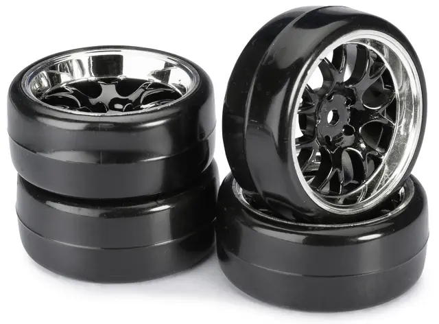 Wheel Set Drift Lp Comb / Profile B Black/Chrome 1:10 (4 Pcs)