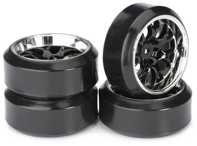 Wheel Set Drift Lp Comb / Profile C Black/Chrome 1:10 (4 Pcs)