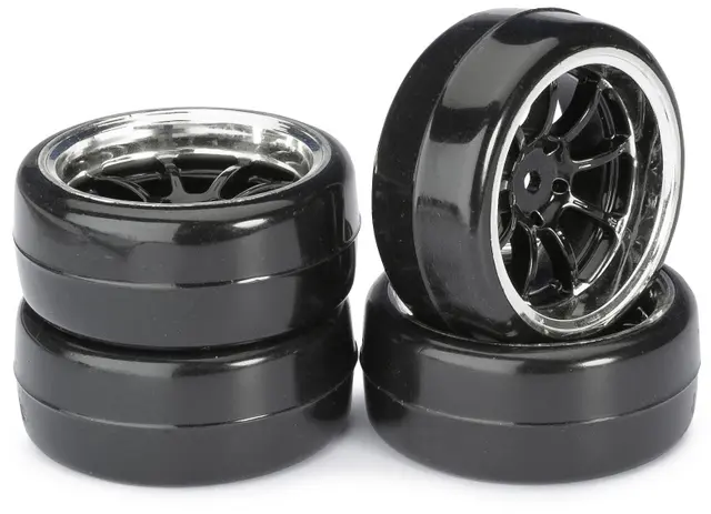 Wheel Set Drift Lp 9 Spoke / Profile B Black/Chrome 1:10 (4 Pcs)