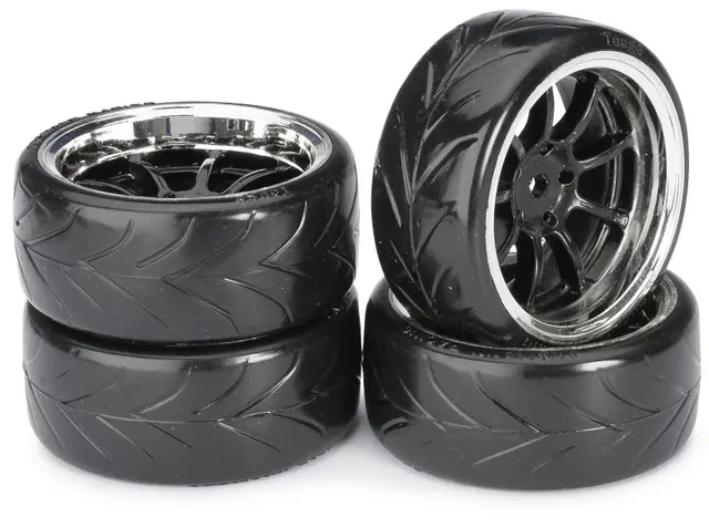 Wheel Set Drift Lp 9 Spoke / Profile A Black/Chrome 1:10 (4 Pcs)