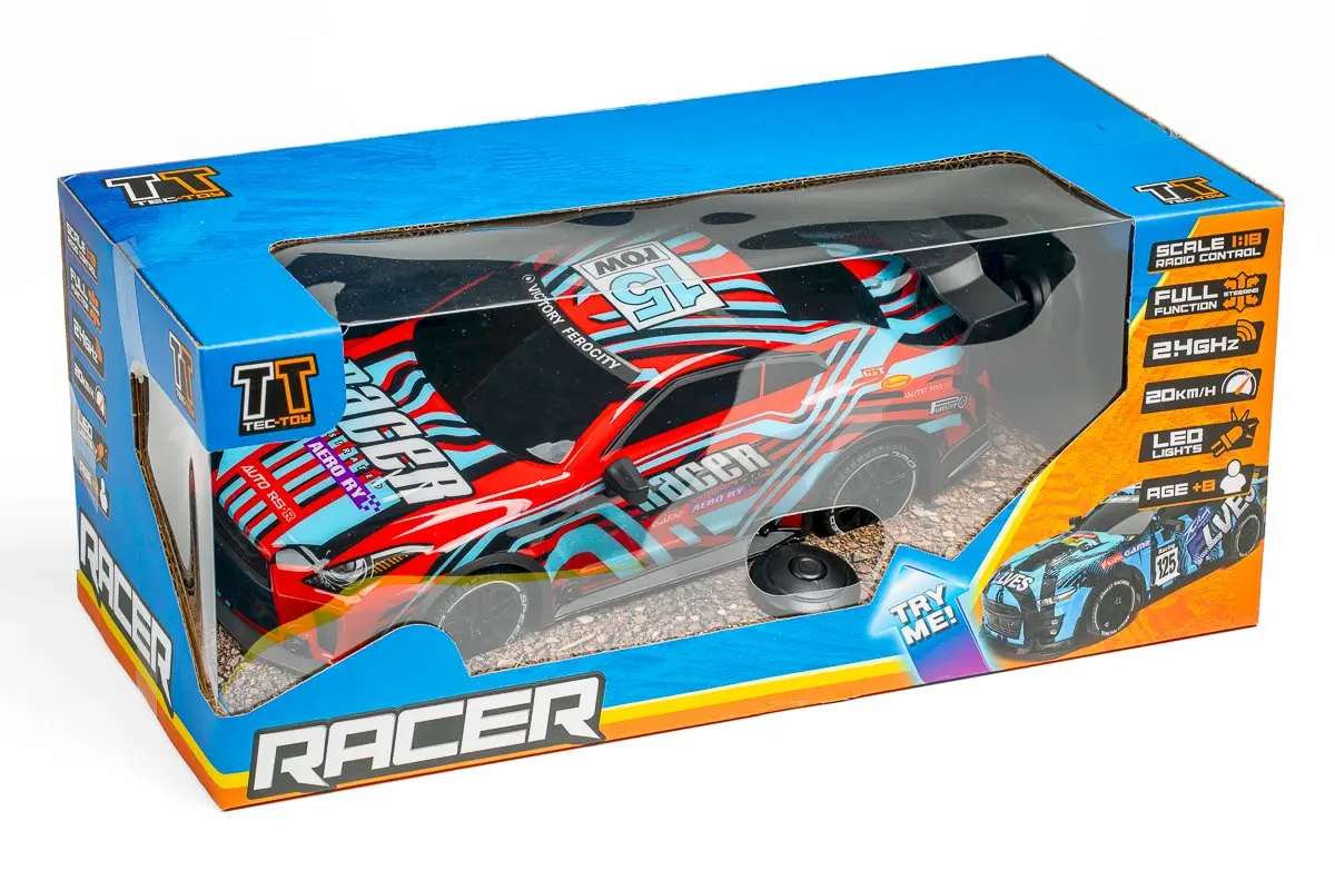 TEC-TOY Racer RC with Lights & Try Me 1:18 2.4GHz - Red/Blue