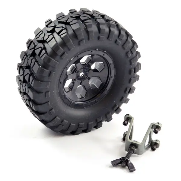 FTX Outback Spare Tyre Mount & Tyre/6 Hex Wheel Black