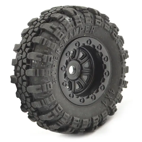 FTX Outback Mini Swamper Tyre & Wheel Set – Black (4pc)