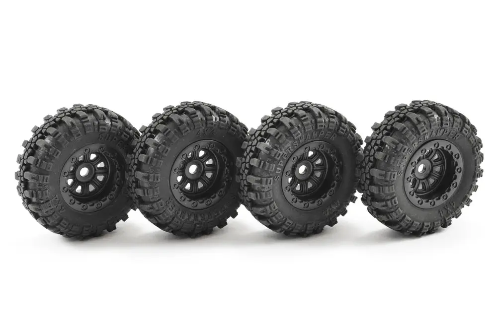 FTX Outback Mini Swamper Tyre & Wheel Set – Black (4pc)
