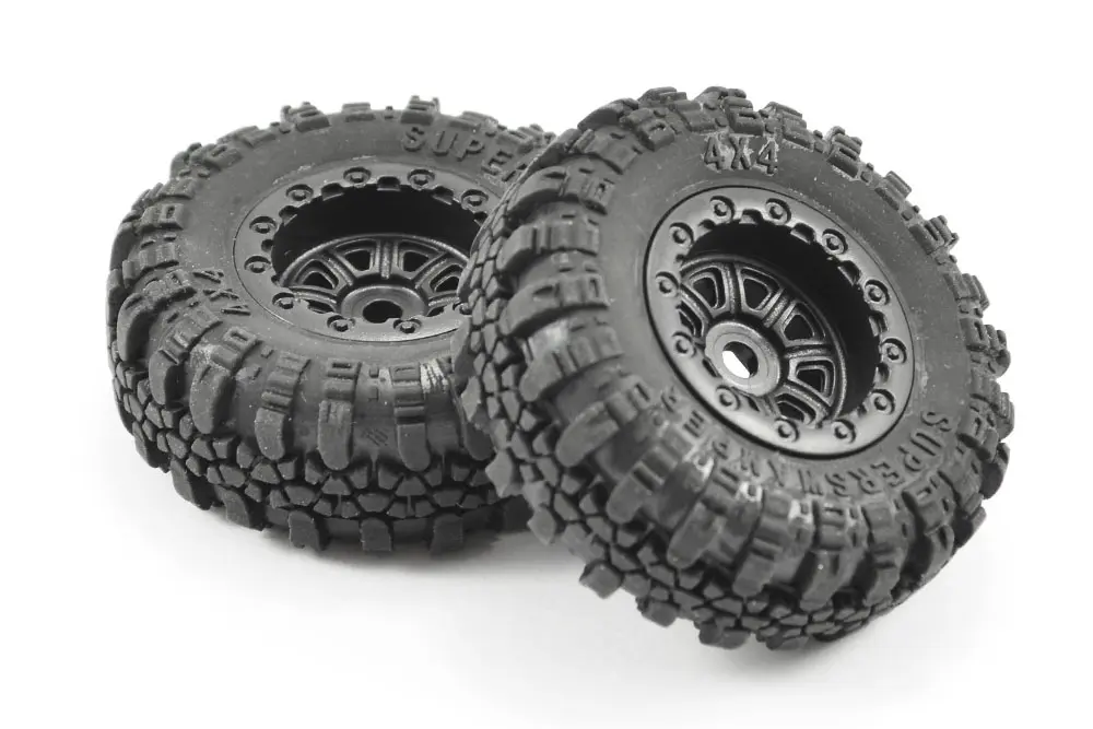 FTX Outback Mini Swamper Tyre & Wheel Set – Black (4pc)
