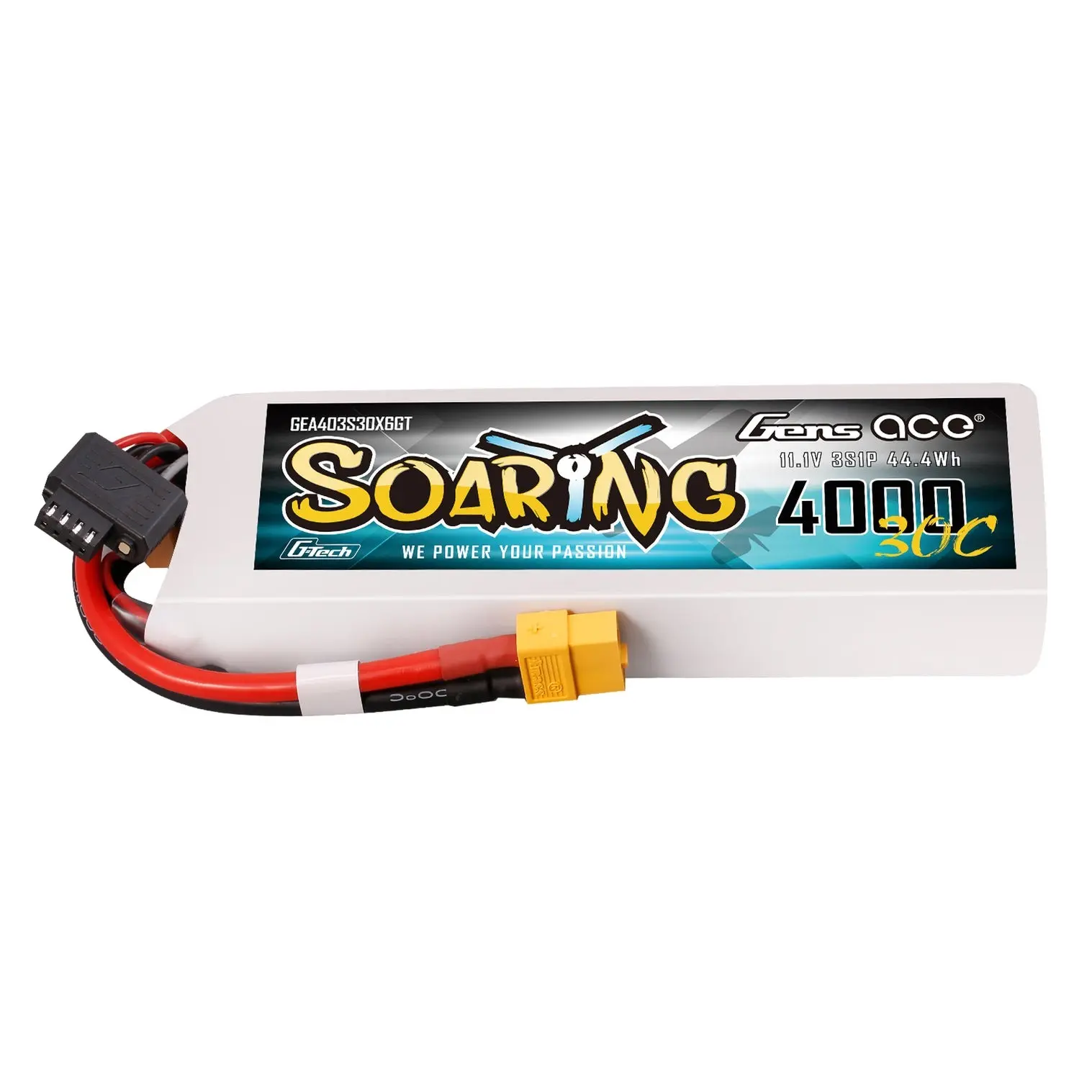 Gens Ace Soaring LiPo 3S 11.1V 4000mAh 30C (XT60) 136x42.5x22.5mm 290g G-Tech