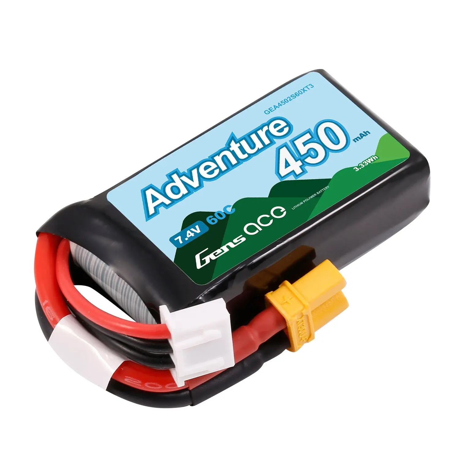Gens Ace Adventure LiPo 2S 7.4V 450mAh 60C (XT30) 43x23x13mm 28g
