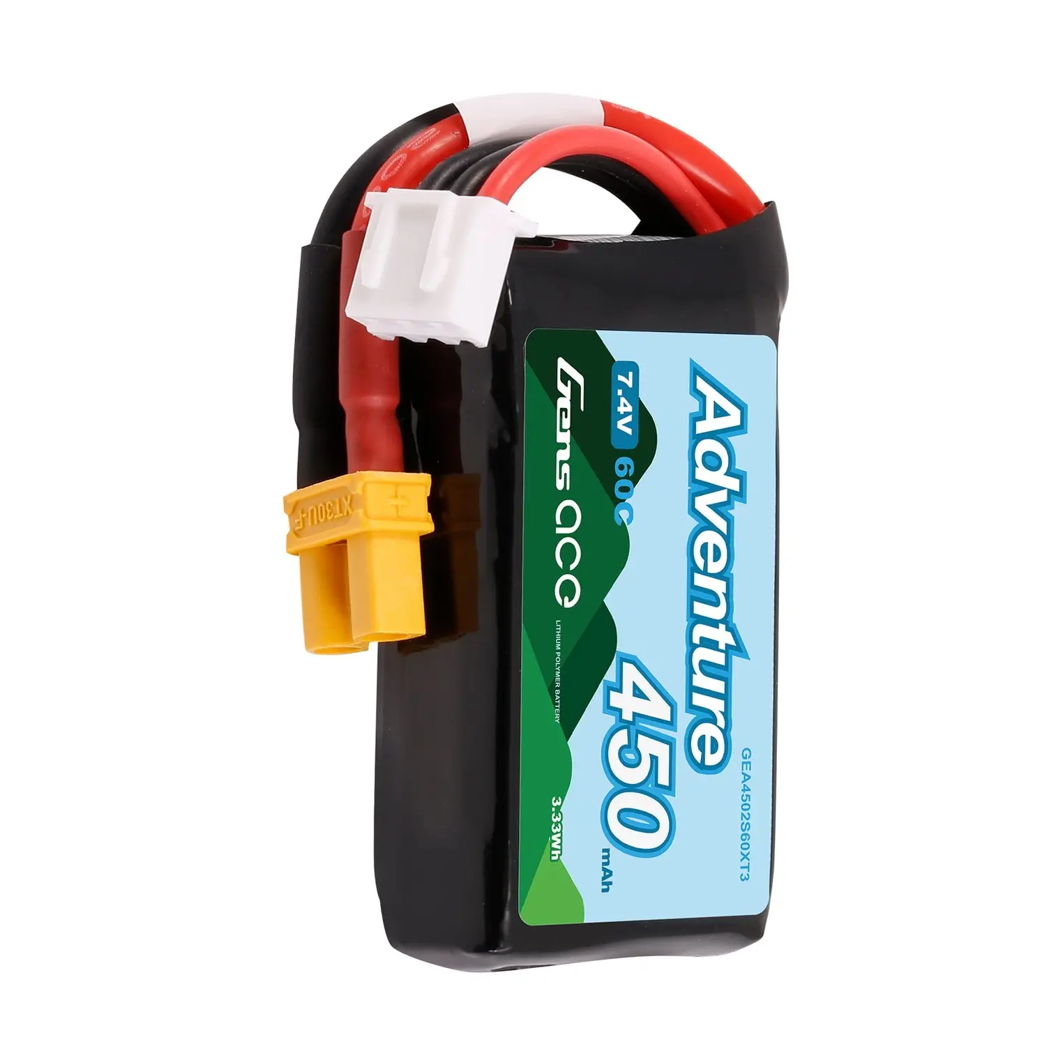 Gens Ace Adventure LiPo 2S 7.4V 450mAh 60C (XT30) 43x23x13mm 28g