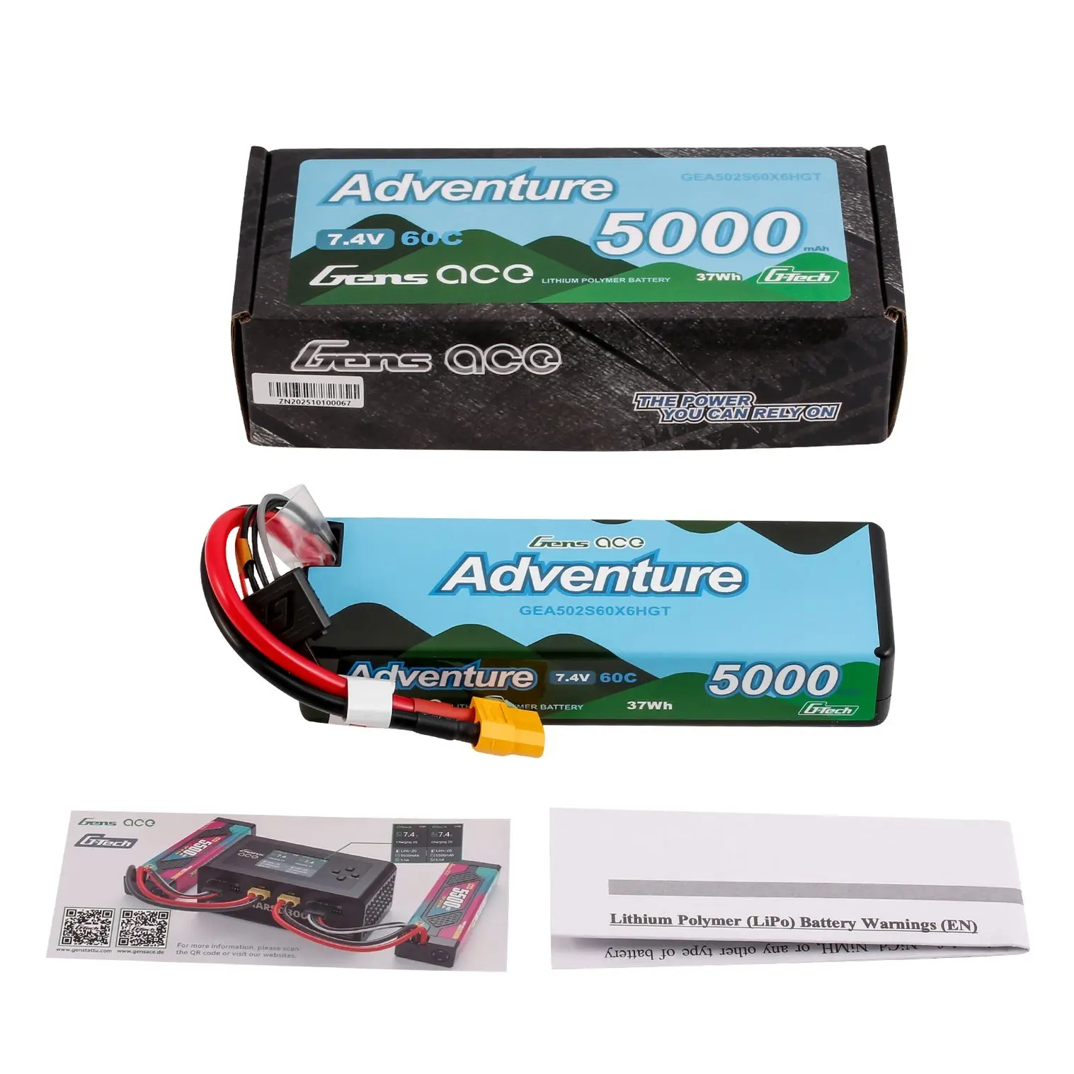Gens Ace Adventure LiPo 2S 7.4V 5000mAh 60C (XT60) 138x47x25mm 250g G-Tech