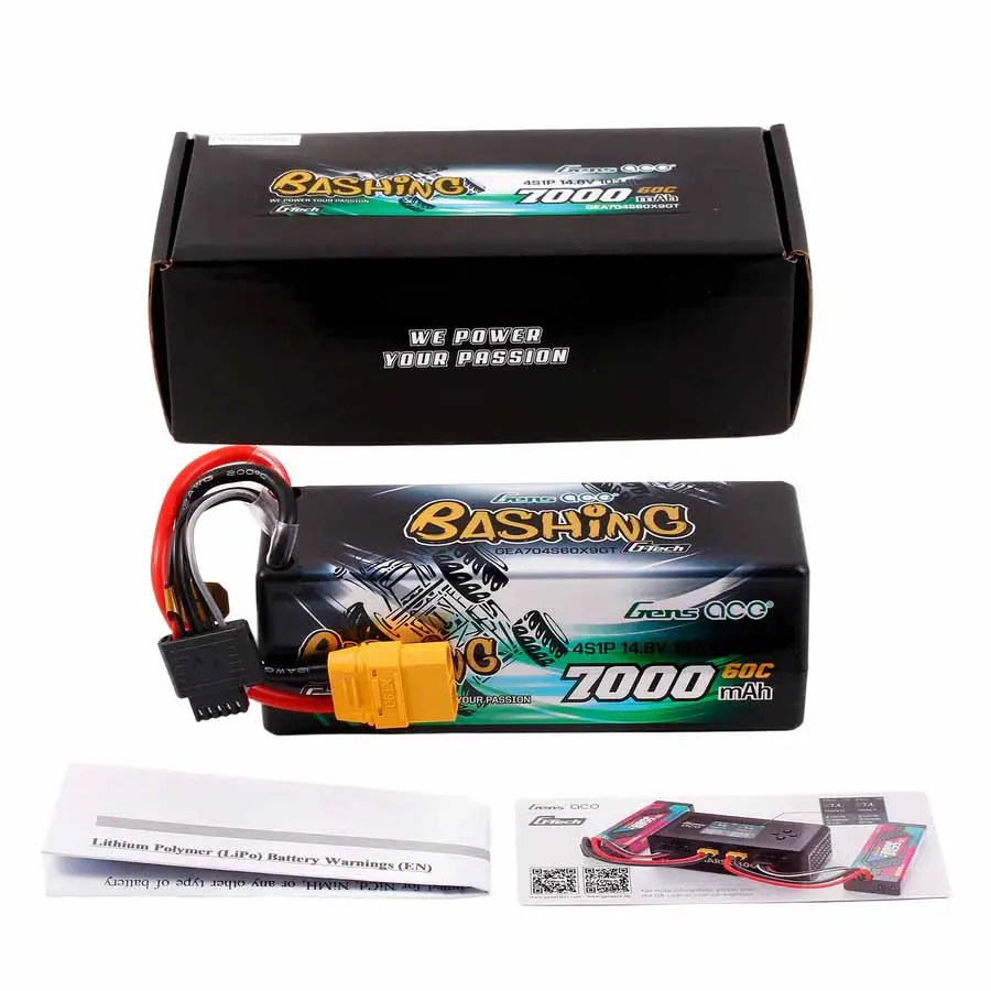 Gens Ace Bashing LiPo 4S 14.8V 7000mAh 60C (XT90) 138x47x49mm 590g G-Tech