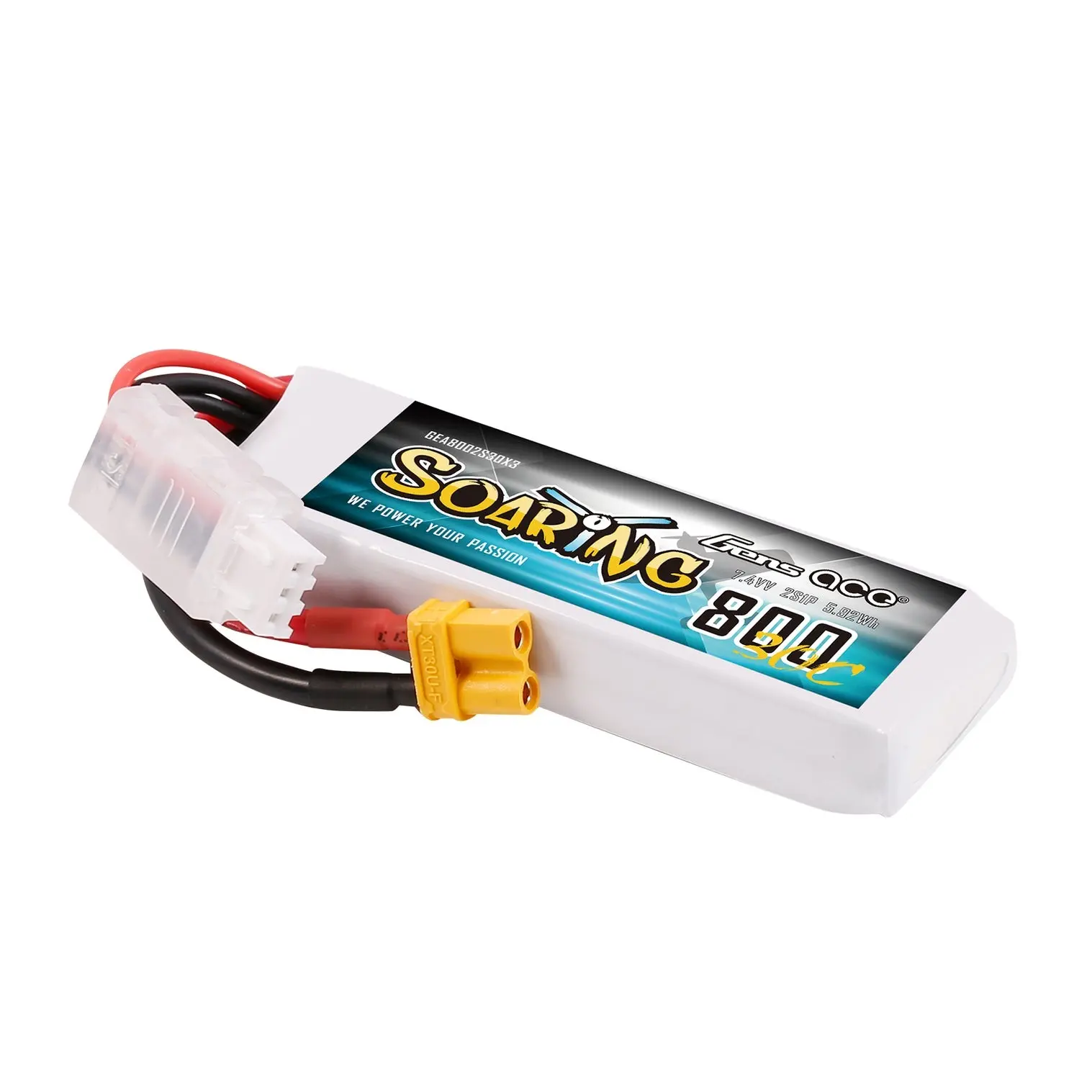Gens Ace Soaring LiPo 2S 7.4V 800mAh 30C (XT30) 71x24x12mm 44g