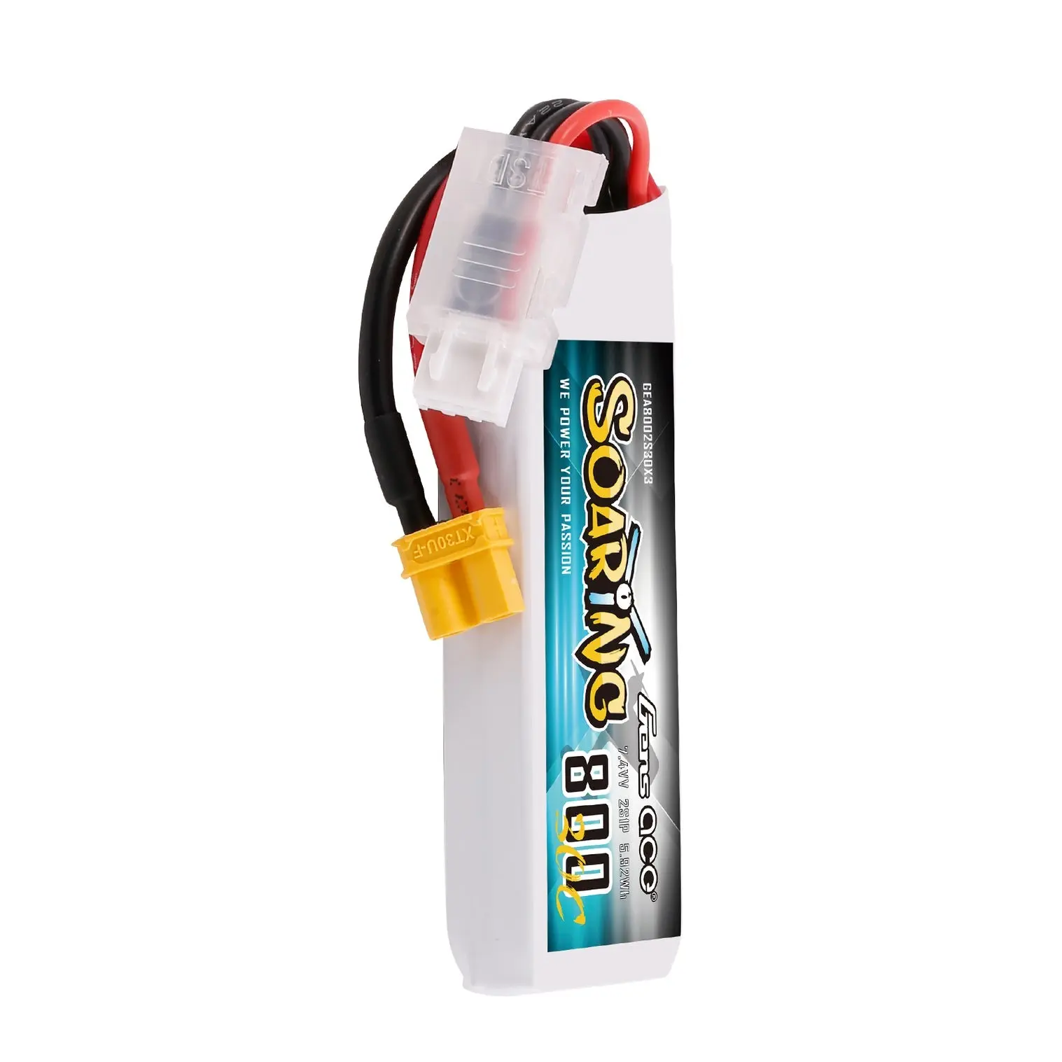 Gens Ace Soaring LiPo 2S 7.4V 800mAh 30C (XT30) 71x24x12mm 44g