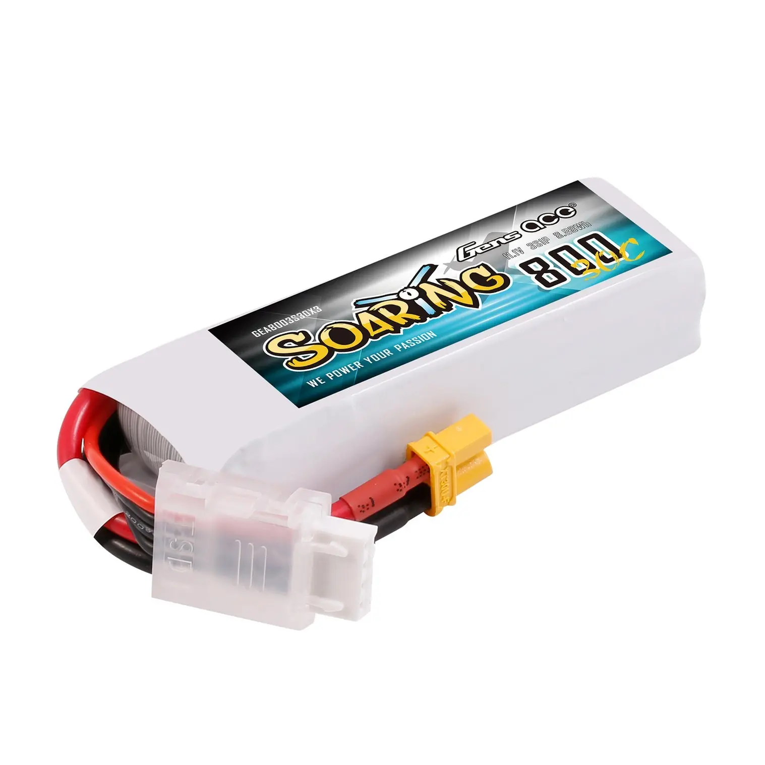 Gens Ace Soaring LiPo 3S 11.1V 800mAh 30C (XT30) 71x24x17mm 63g