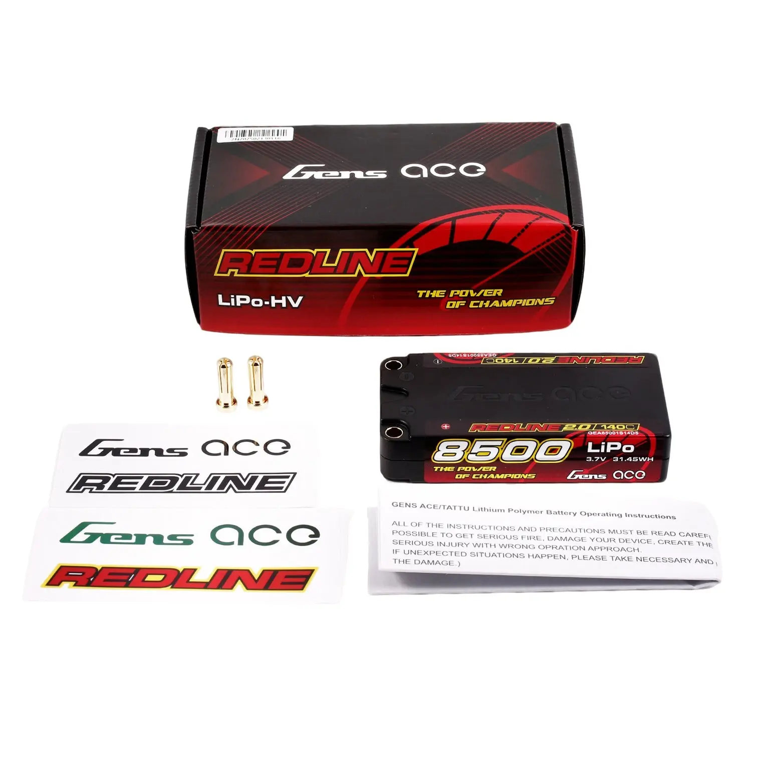Gens Ace Redline 2.0 1S 3.7V 8500mAh 140C 93x47x18.5mm 160g