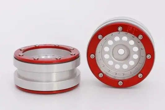 Absima RC Crawler wheels Beadlock Wheels PT-Bullet Silver/Red 1.9 (2 pcs)