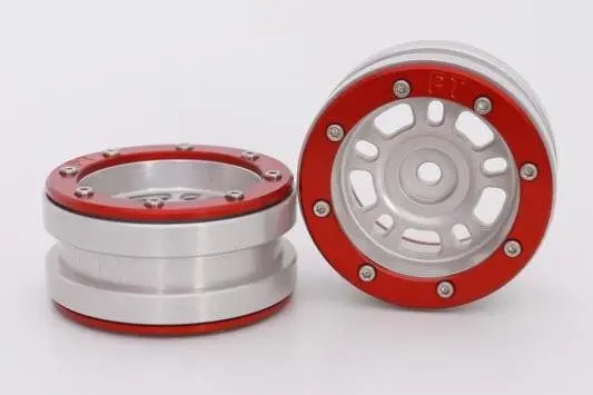 Absima RC Crawler wheels Beadlock Wheels PT- Distractor Silver/Red 1.9 (2 pcs)