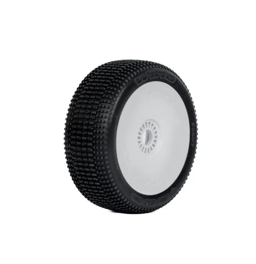 OGO Racing Tires 1:8 BUGGY WIND ULTRA SOFT PRE-MOUNTED WHITE 2PCS H COMPOUND