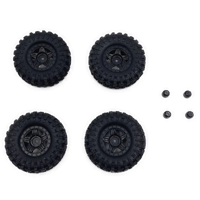 Hobby Plus 1.2inch Deep Star Wheel 68mm Mudder-XL Tire Set ( Black ) (HBP240506)